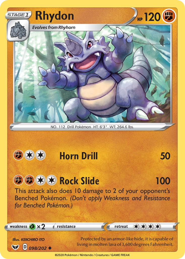 Rhydon (098/202) [Sword & Shield: Base Set] | Anubis Games and Hobby