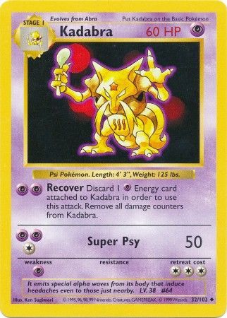 Kadabra (32/102) [Base Set Shadowless Unlimited] | Anubis Games and Hobby