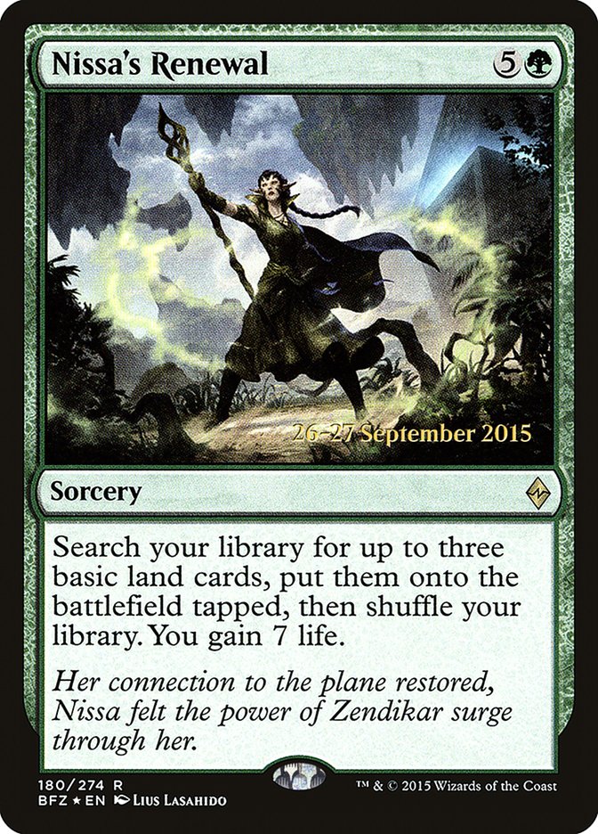 Nissa's Renewal [Battle for Zendikar Prerelease Promos] | Anubis Games and Hobby