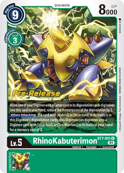 RhinoKabuterimon [BT7-051] [Next Adventure Pre-Release Cards] | Anubis Games and Hobby