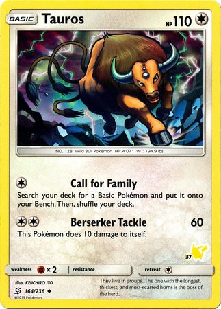 Tauros (164/236) (Pikachu Stamp #37) [Battle Academy 2020] | Anubis Games and Hobby