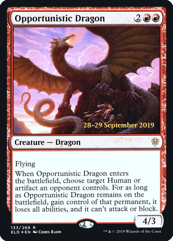 Opportunistic Dragon [Throne of Eldraine Prerelease Promos] | Anubis Games and Hobby