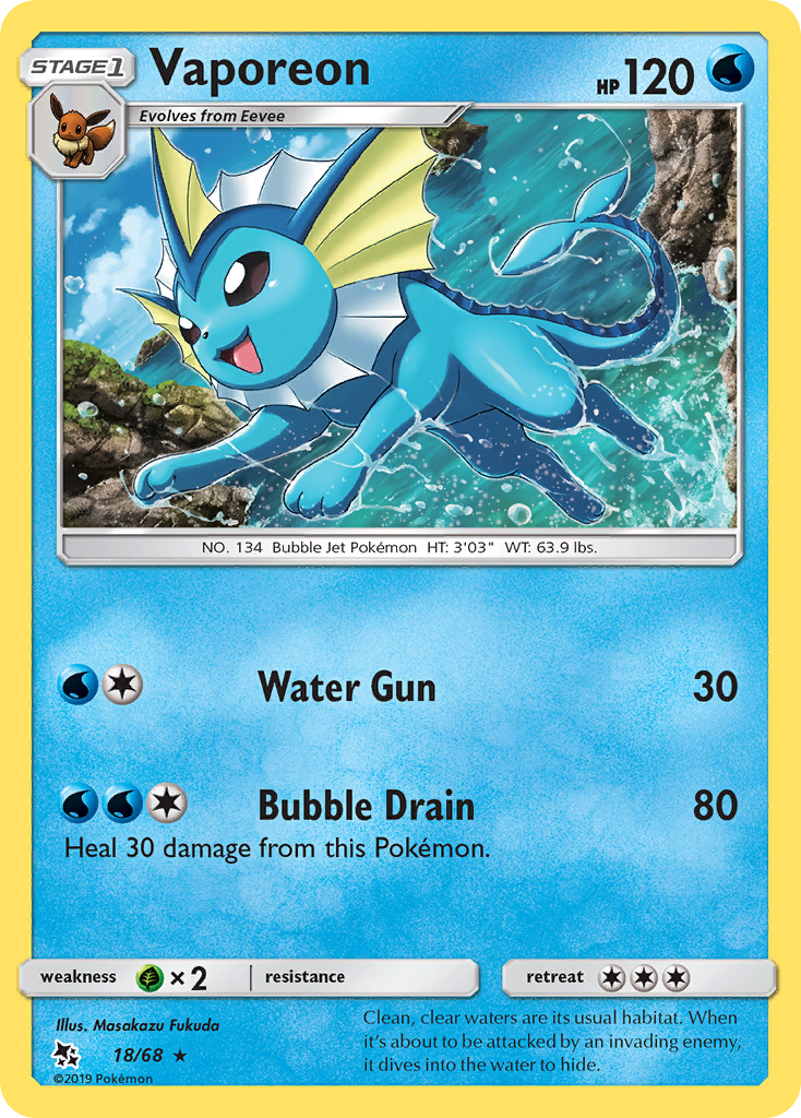 Vaporeon (18/68) [Sun & Moon: Hidden Fates] | Anubis Games and Hobby