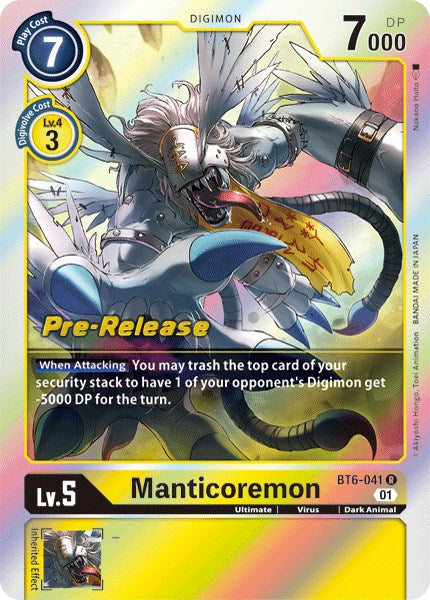 Manticoremon [BT6-041] [Double Diamond Pre-Release Cards] | Anubis Games and Hobby