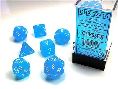 Frosted Caribbean Blue/White 7-Die Set | Anubis Games and Hobby