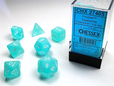 Frosted Teal/White 7-Die Set | Anubis Games and Hobby