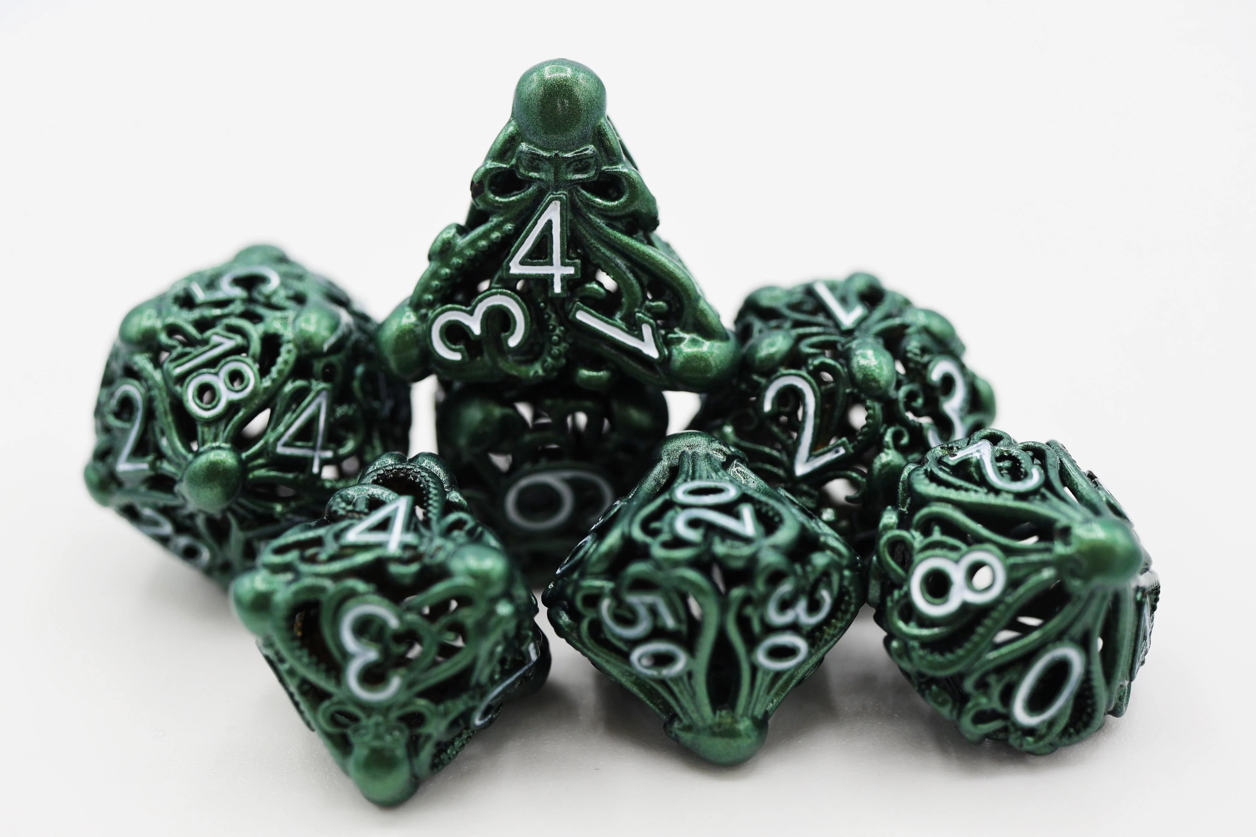 Mind Eater Hollow Green RPG Metal Dice | Anubis Games and Hobby