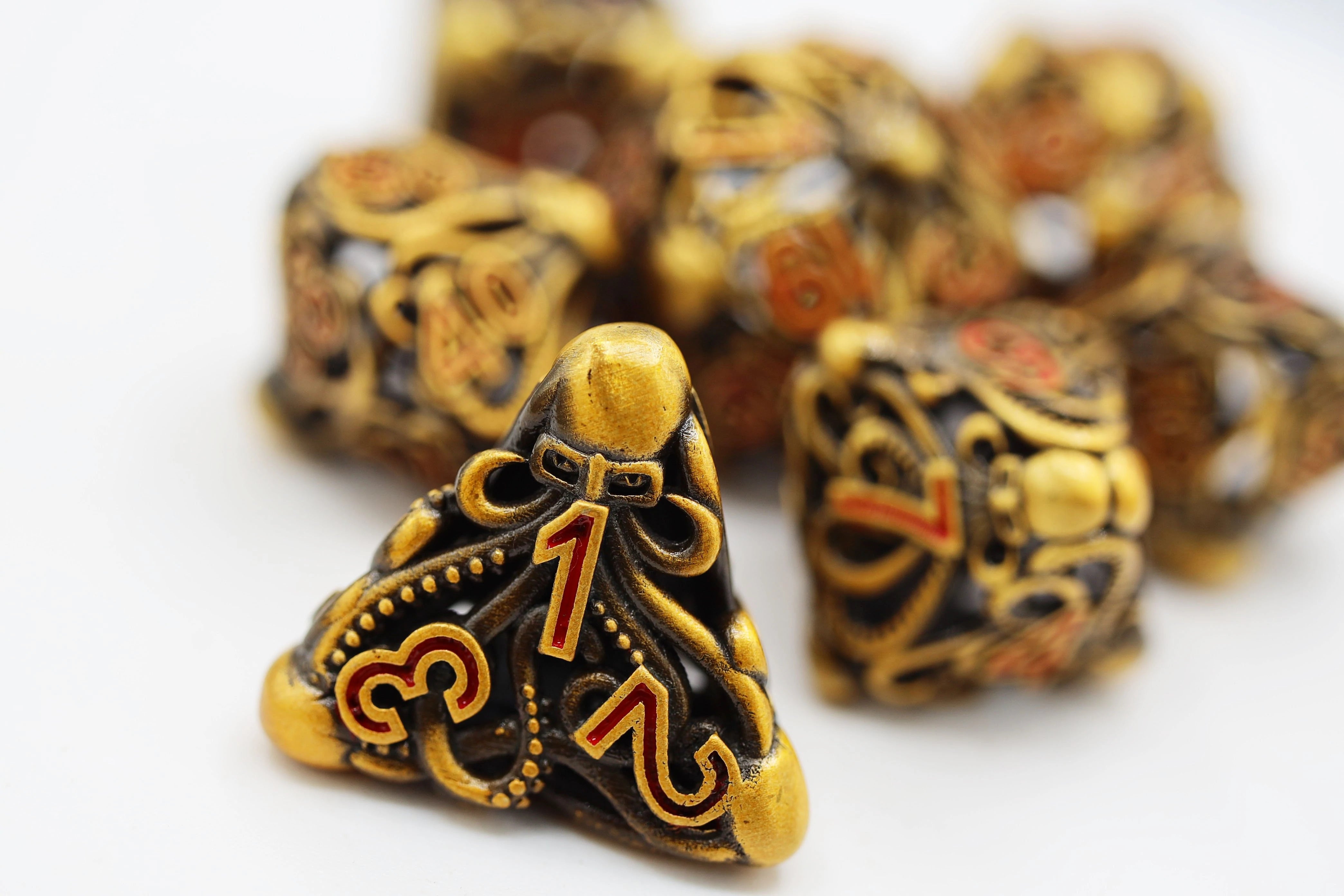 Mind Eater Hollow Gold RPG Metal Dice | Anubis Games and Hobby