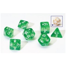 GREEN TRANSLUCENT 7 DIE SET | Anubis Games and Hobby