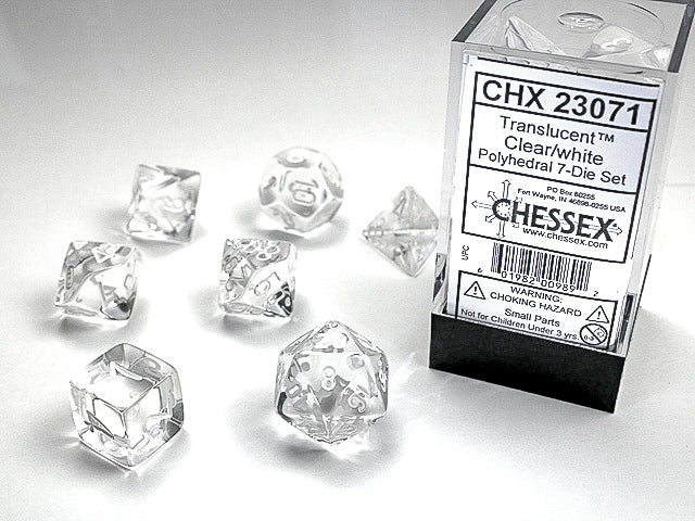 Translucent Clear/White Dice | Anubis Games and Hobby